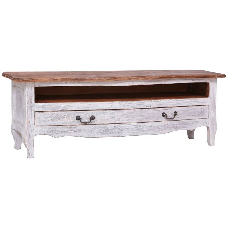 Meuble TV 120 x 30 x 40 cm Blanc Bois de recuperation massif HDV24547 - Hommoo