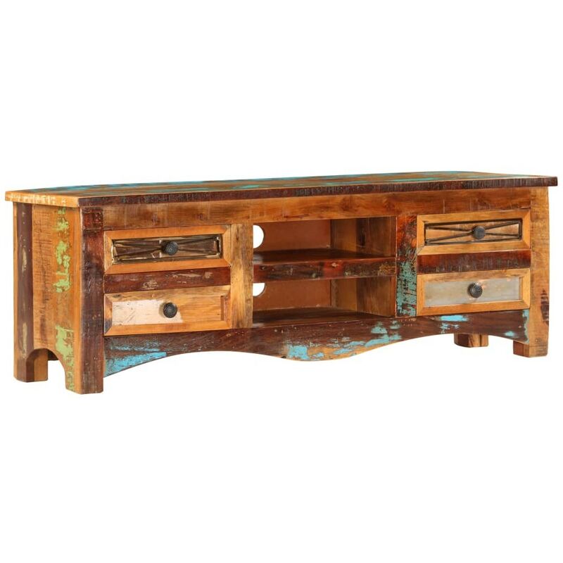 Hommoo - Meuble TV 120 x 30 x 40 cm Bois de recuperation massif HDV13370