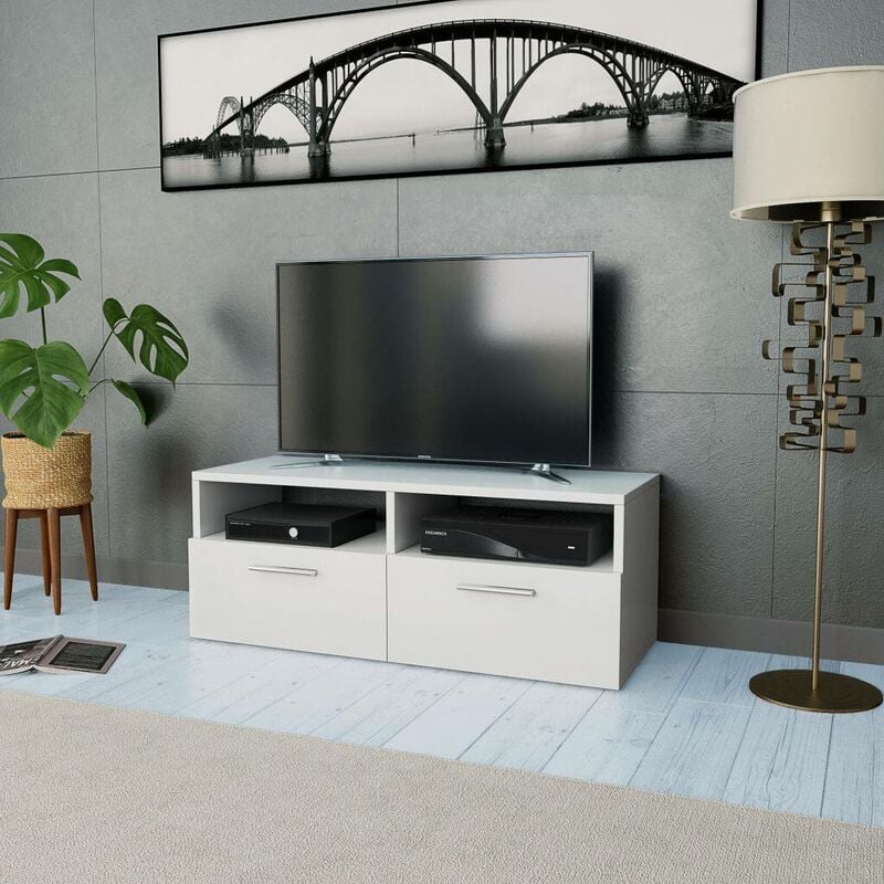 Meuble TV Agglomere 95 x 35 x 36 cm Blanc HDV10893 - Hommoo