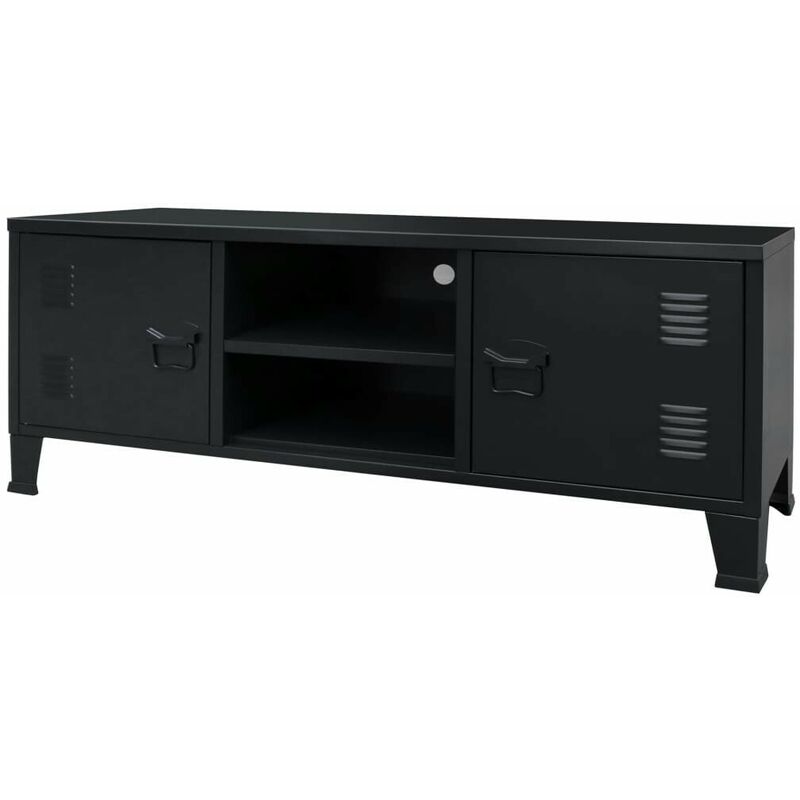 Meuble TV Metal Style industriel 120 x 35 x 48 cm Noir HDV11907 - Hommoo