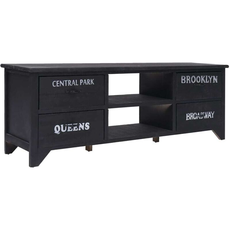 Meuble TV Noir 115 x 30 x 40 cm Bois HDV24662 - Hommoo