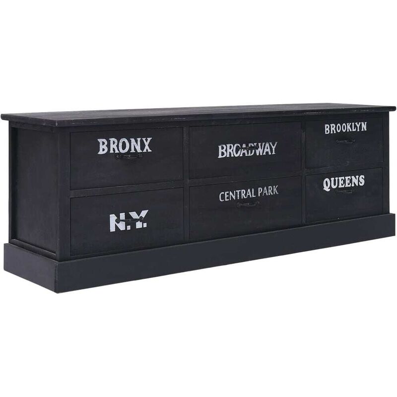Meuble TV Noir 115 x 30 x 40 cm Bois HDV24672 - Hommoo