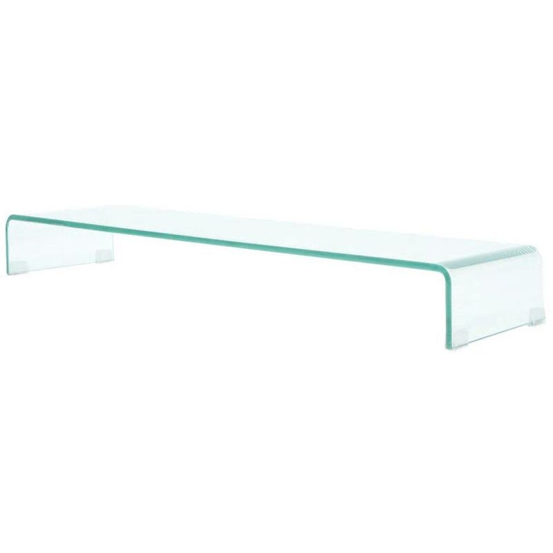 Meuble TV / pour moniteur 100 x 30 x 13 cm Verre Transparent HDV10318 - Hommoo