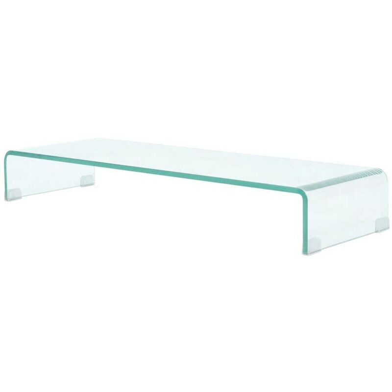 Meuble TV / pour moniteur 90 x 30 x 13 cm Verre Transparent HDV10317 - Hommoo