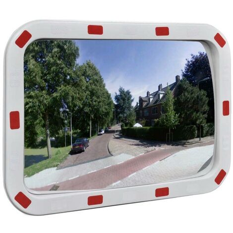 Hommoo Miroir de trafic convexe rectangulaire 40x60cm avec reflecteurs HDV04104