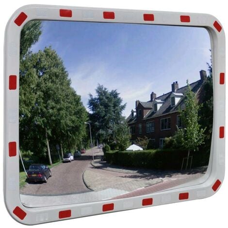 Hommoo Miroir de trafic convexe rectangulaire 60x80cm avec reflecteurs HDV04105