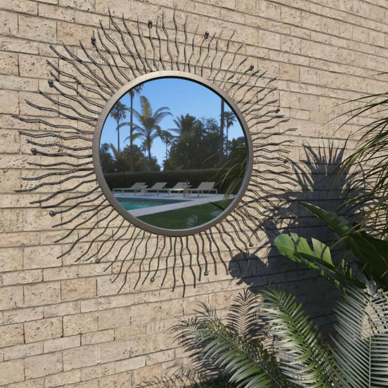 Miroir mural de jardin Rayons de soleil 80 cm Noir HDV18504 - Hommoo