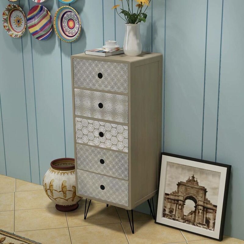 

Mueble auxiliar con 5 cajones gris - Hommoo