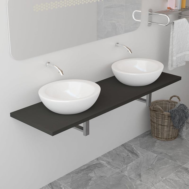 

Mueble de cuarto de baño gris 160x40x16,3 cm - Hommoo