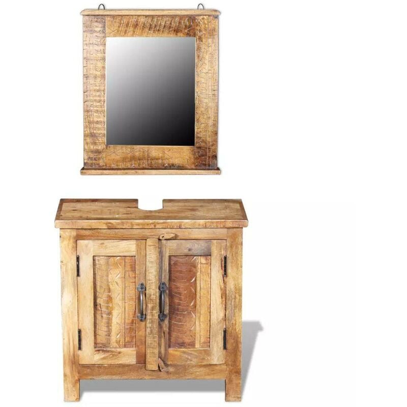 

Mueble de lavabo con espejo madera de mango maciza - Hommoo