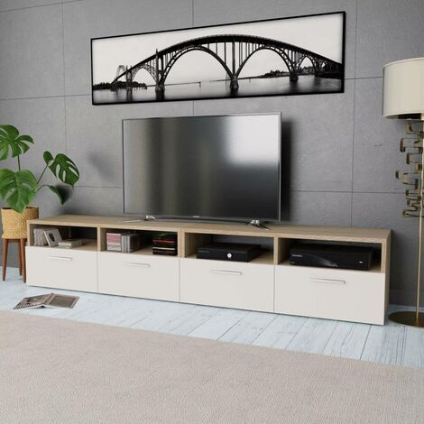 Miroytengo Pack Muebles salón Comedor Argos Color Blanco y Naturale Estilo Moderno Mesa TV + aparador + Vitrina