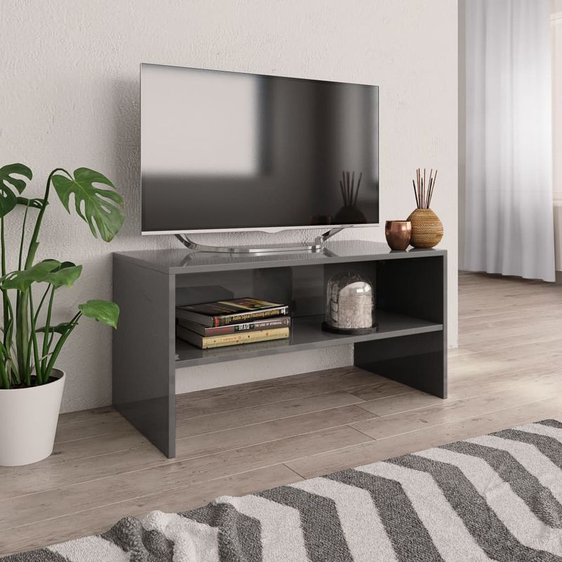 

Mueble de TV aglomerado gris brillante 80x40x40 cm - Hommoo