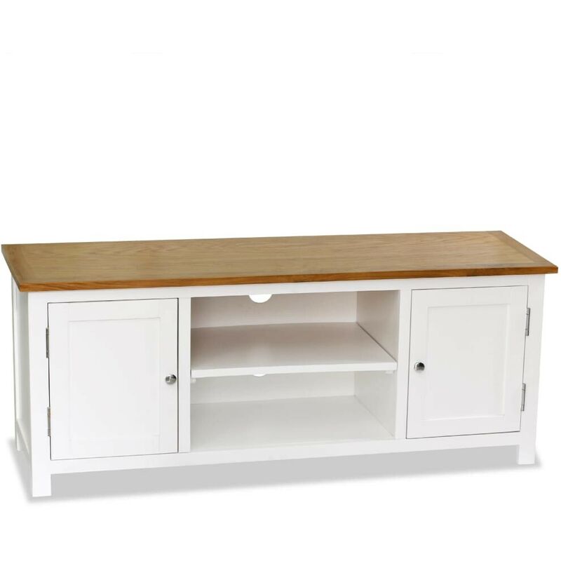 

Mueble para el televisor madera maciza de roble 120x35x48 cm - Hommoo