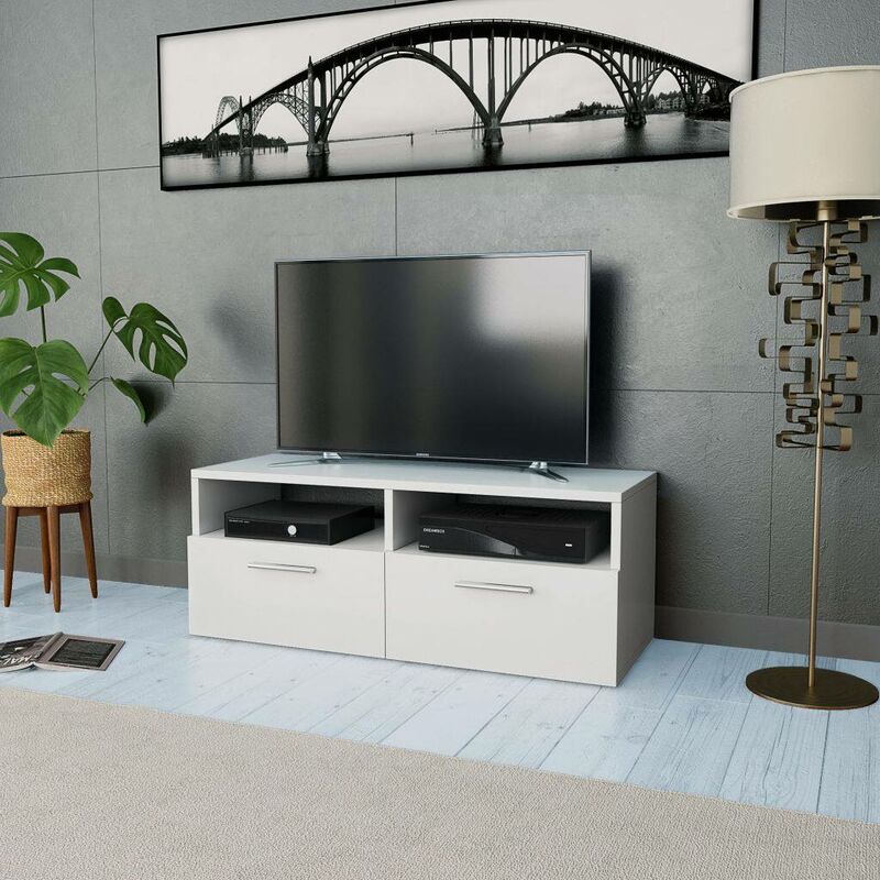 

Mueble para la televisión aglomerado blanco 95x35x36 cm - Hommoo