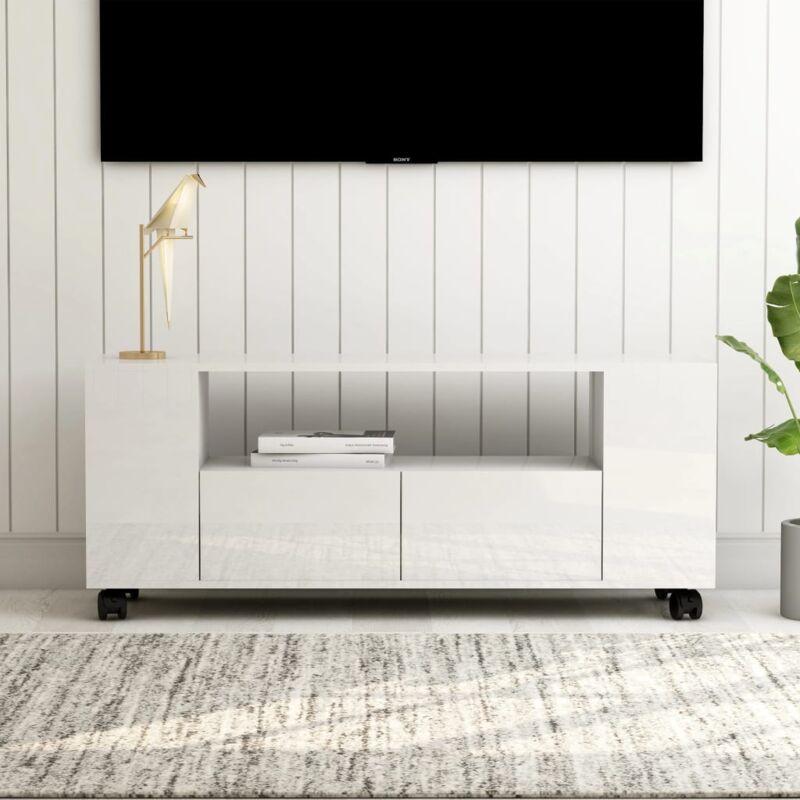 

Mueble para TV aglomerado blanco brillante 120x35x43 cm - Hommoo