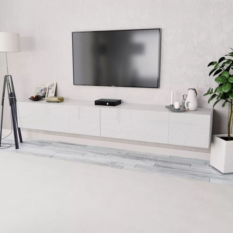 

Mueble para TV aglomerado blanco con brillo 2 piezas 120x40x34 - Hommoo