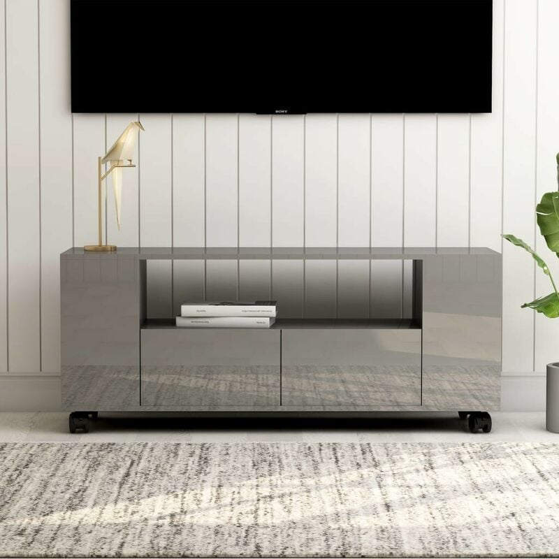 

Mueble para TV aglomerado gris brillante 120x35x43 cm - Hommoo