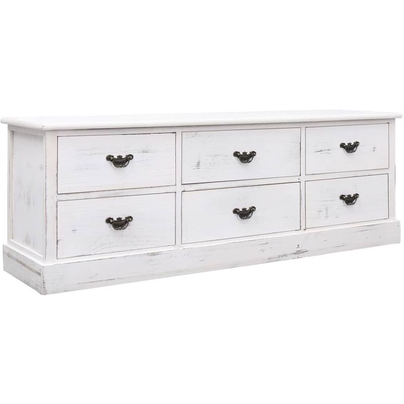 

Mueble para TV de madera blanco antiguo 115x30x40 cm - Hommoo