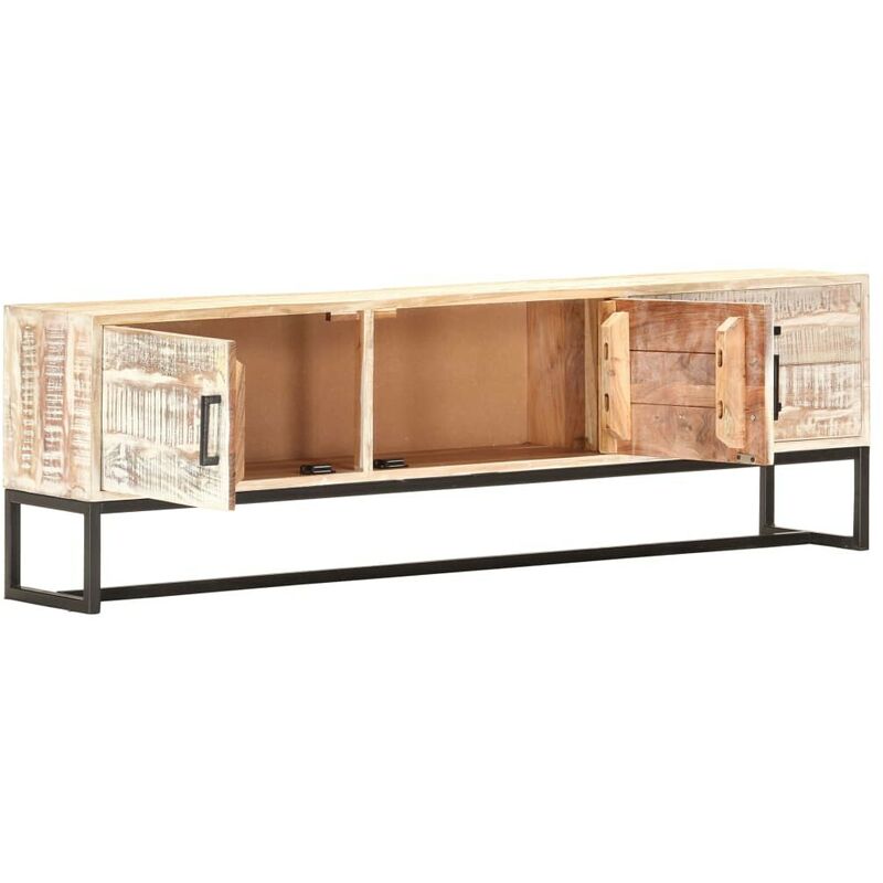 

Mueble para TV de madera maciza de acacia blanco 140x30x45 cm - Hommoo