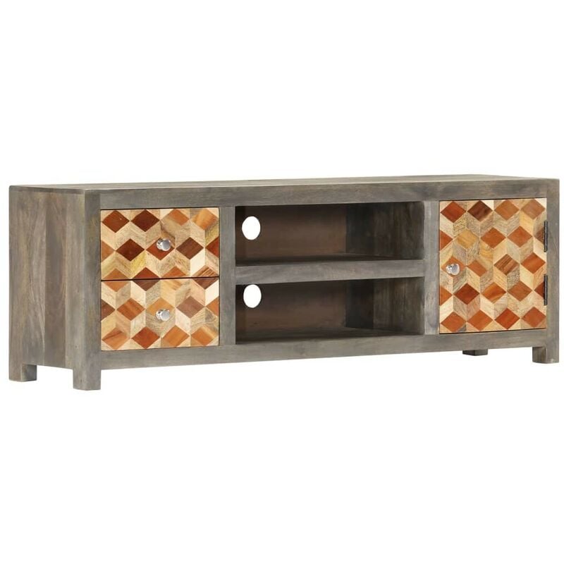 

Mueble para TV de madera maciza de mango gris 120x30x40 cm - Hommoo
