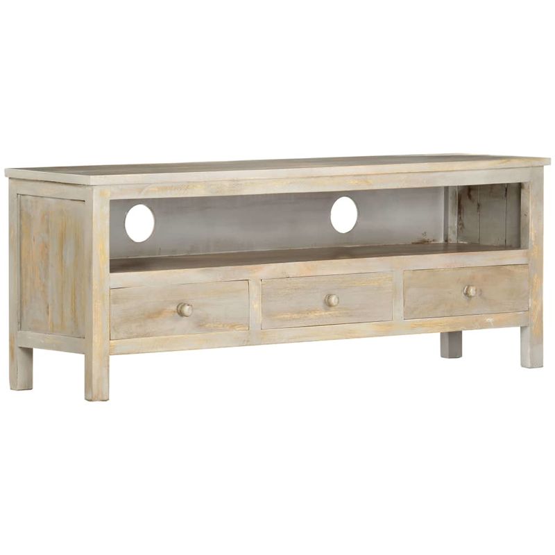 

Mueble para TV de madera maciza de mango gris 120x30x45 cm - Hommoo