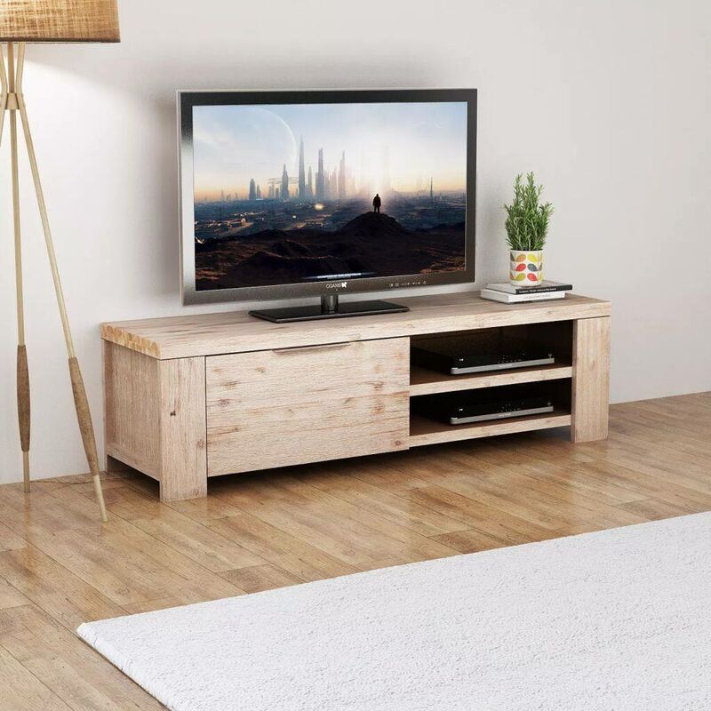 

Mueble para TV madera maciza de acacia cepillada 140x38x40 cm - Hommoo