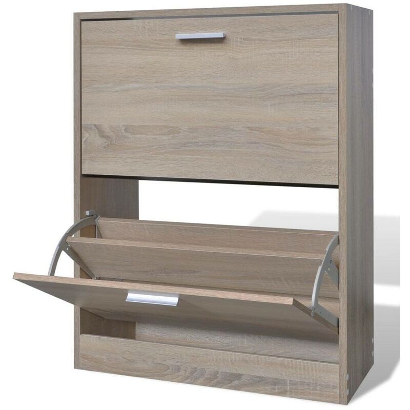 

Hommoo Mueble zapatero color roble con 2 compartimentos
