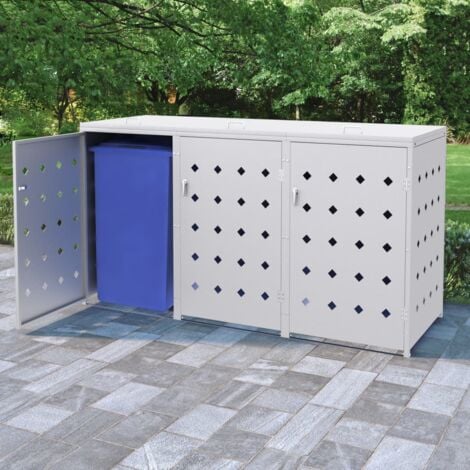 Hommoo Mülltonnenbox für 3 Tonnen 240 L Edelstahl VD35100