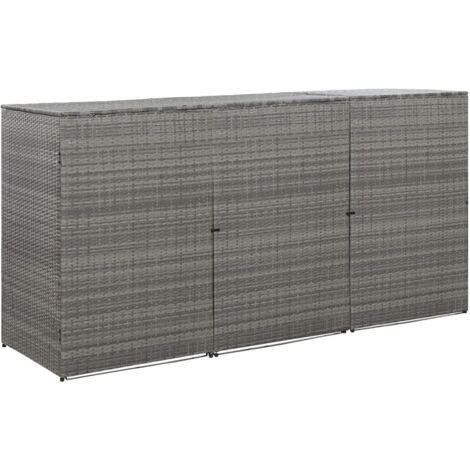 Hommoo Mülltonnenbox für 3 Tonnen Anthrazit 229x78x120 cm Poly Rattan VD45641