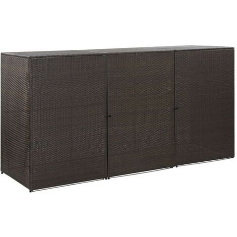 Hommoo Mülltonnenbox für 3 Tonnen Braun 229 x 78 x 120 cm Poly Rattan VD45639