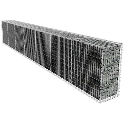 Hommoo Mur en gabion avec couvercle Acier galvanise 600x50x100 cm HDV04652