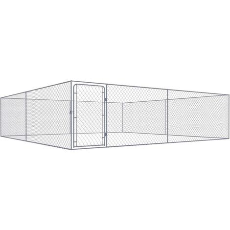 Hommoo Outdoor-Hundezwinger Verzinkter Stahl 4 x 4 x 1 m