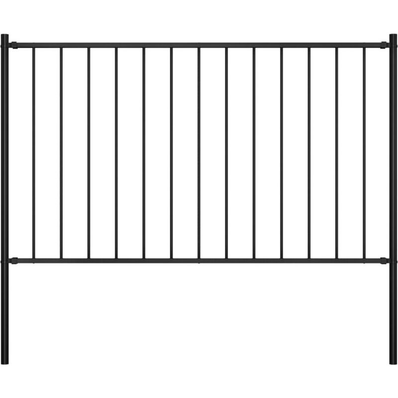 

Panel valla y postes acero recubrimiento polvo negro 1,7x1,25m - Hommoo