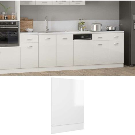 Hommoo Panneau de lave-vaisselle Blanc brillant 45x3x67 cm Agglomere