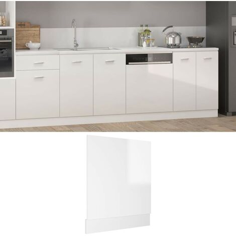 Hommoo Panneau de lave-vaisselle Blanc brillant 59,5x3x67 cm Agglomere