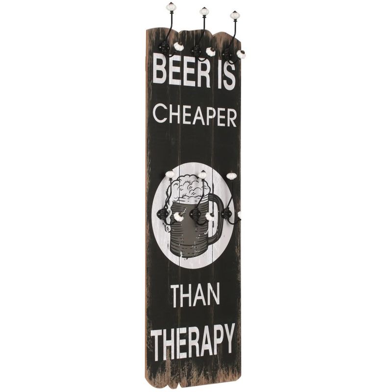 

Hommoo - Perchero de pared BEER CHEAPER con 6 ganchos 120x40 cm