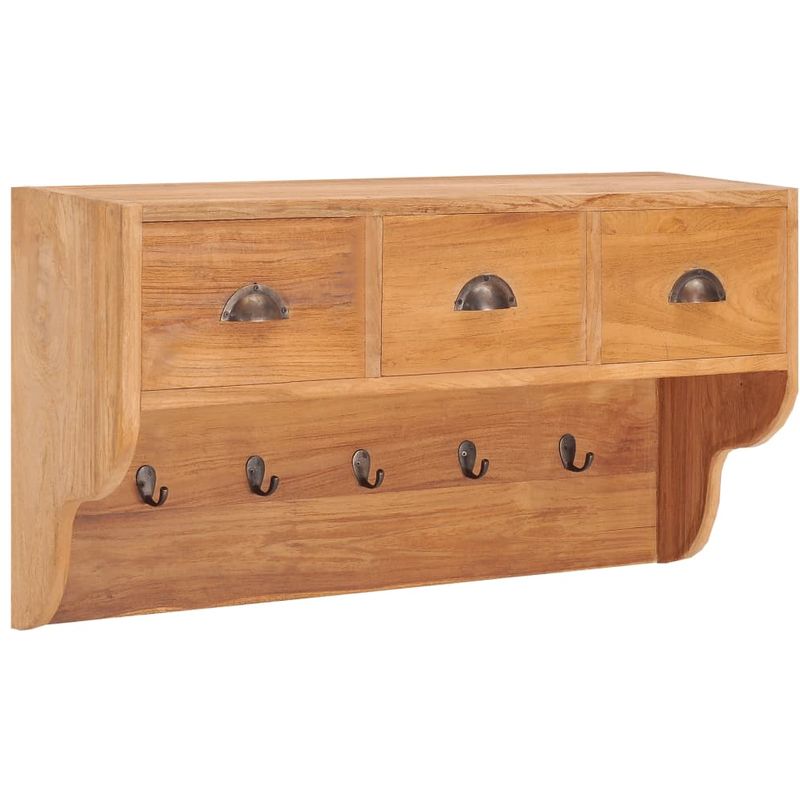 

Perchero de pared de madera maciza teca 80x25x45 cm - Hommoo