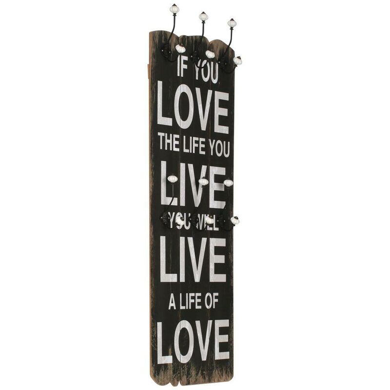 

Perchero de pared LOVE LIFE con 6 ganchos 120x40 cm - Hommoo