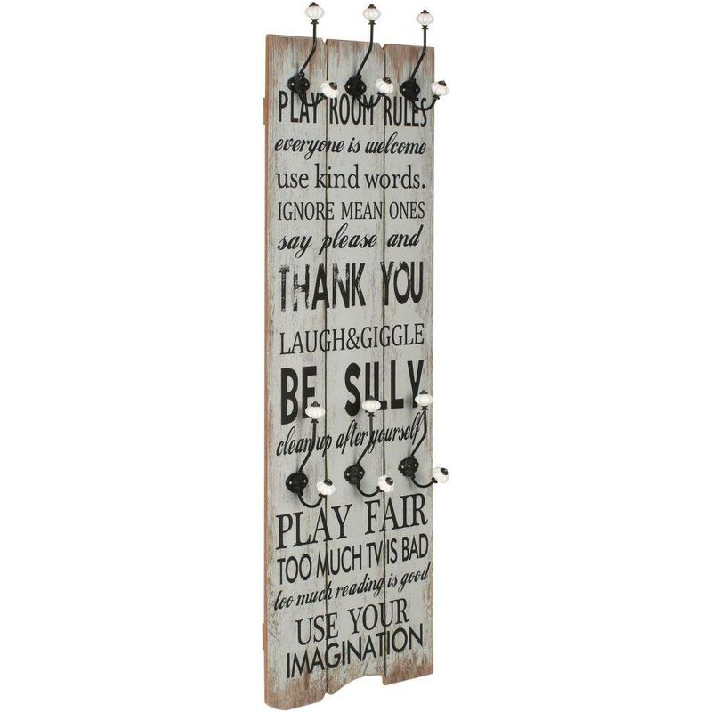 

Perchero de pared THANK YOU con 6 ganchos 120x40 cm - Hommoo