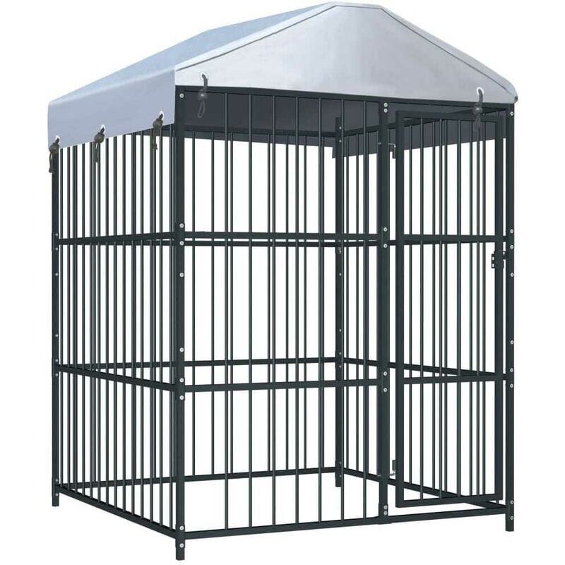 

Perrera de exterior con techo 150x150x210 cm - Hommoo