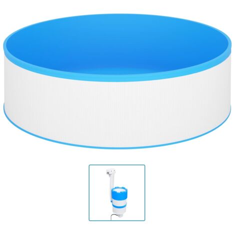 Hommoo Piscina de chapoteo skimmer colgante y bomba 350x90 cm blanco