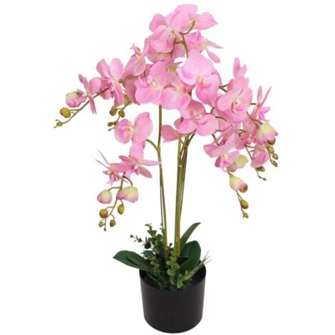 Hommoo Planta artificial orquídea con macetero 75 cm rosa