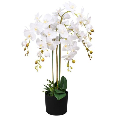 Hommoo Plante artificielle avec pot Orchidee 75 cm Blanc HDV10532
