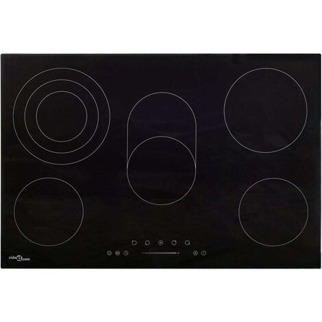 Hommoo Plaque de cuisson Ceramique 5 brûleurs Controle tactile 8500 W
