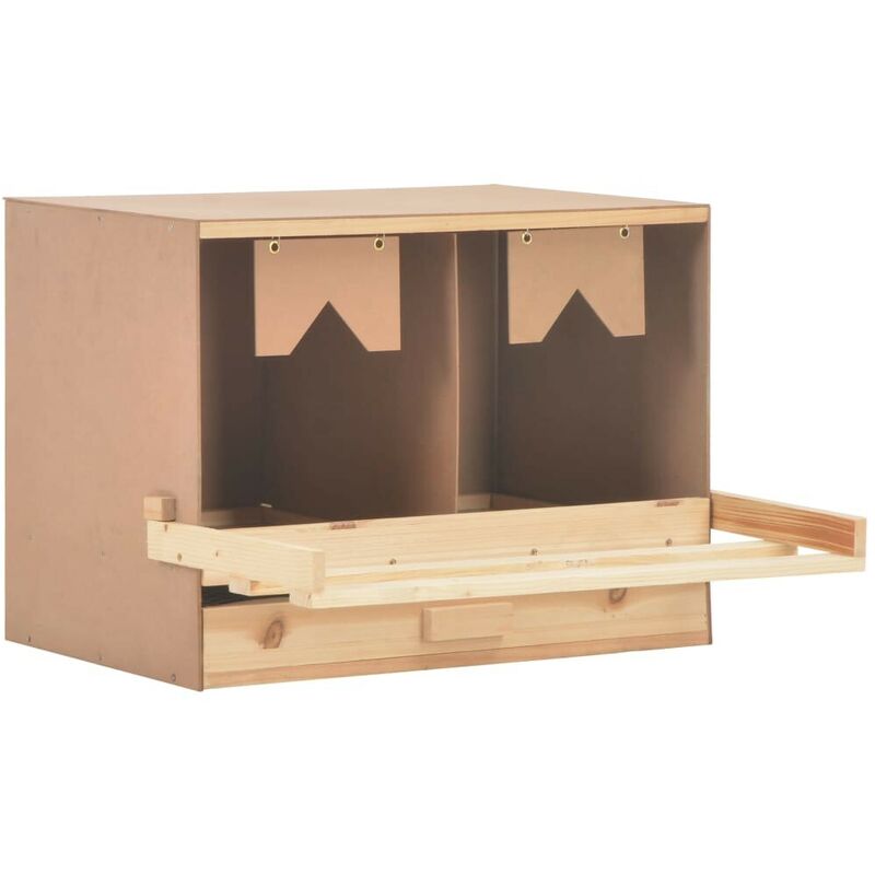 Pondoir 2 compartiments 63x40x45 cm Pinede solide HDV07208 - Hommoo