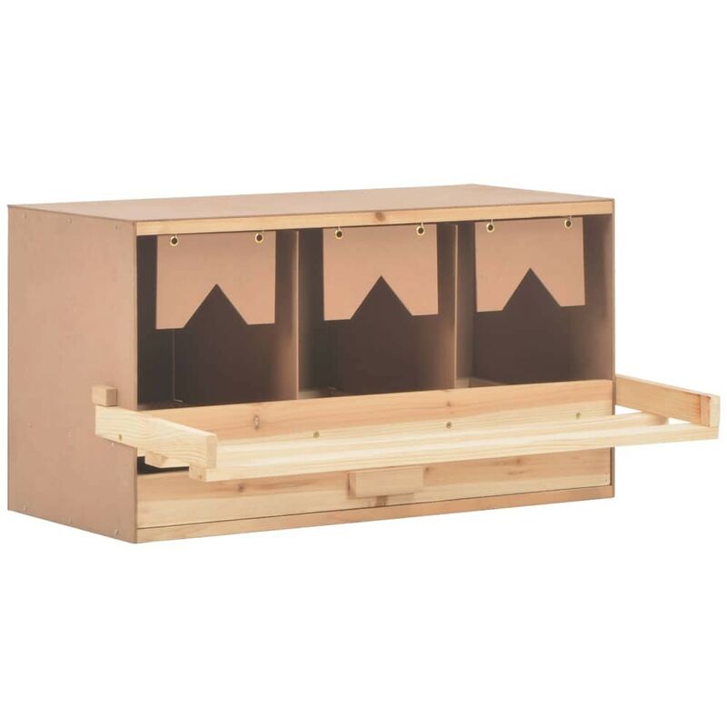 Pondoir 3 compartiments 72x33x38 cm Pinede solide HDV07210 - Hommoo