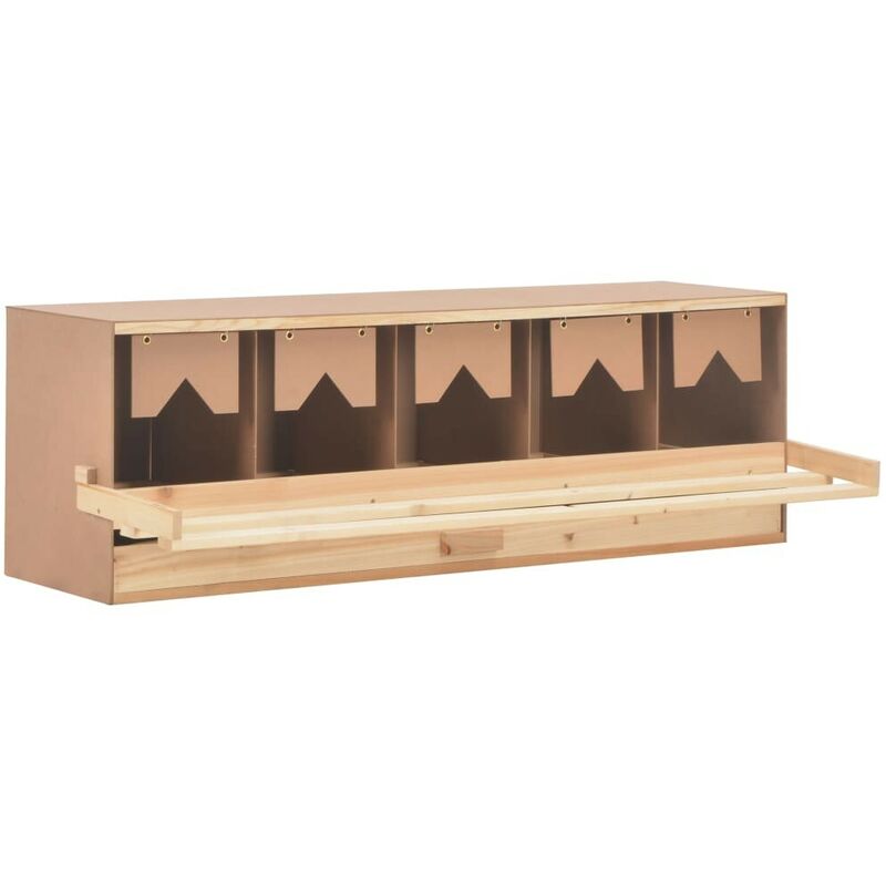 Pondoir 5 compartiments 117x33x38 cm Pinede solide HDV07216 - Hommoo