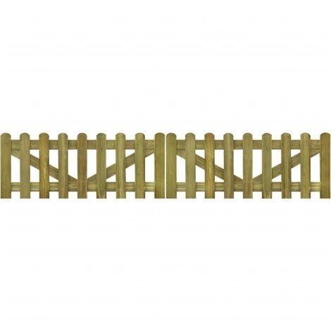 Hommoo Portail de cloture a piquets 2 pcs Bois impregne FSC 300x60 cm HDV26764