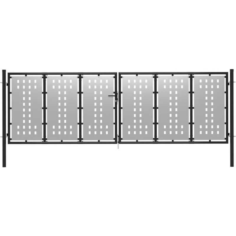 Portail de jardin Acier 400 x 100 cm Argenté HDV06005 - Hommoo