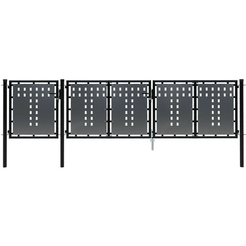 Portail de jardin Acier 400 x 100 cm Noir HDV33023 - Hommoo